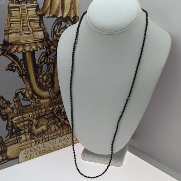 Bellezza Sleek Black Necklace with Reflective Glass Beads 18k Gold Closure - Picture 1 of 5